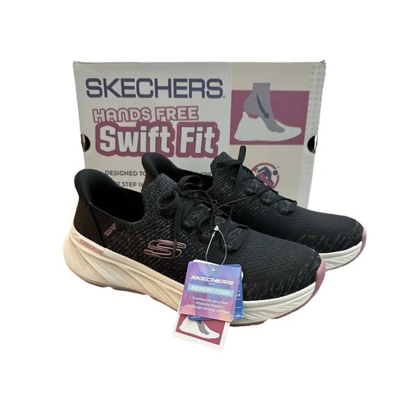 Sketchers Hands Free Swift Fit Shoes Women’s Size 10 Black Pink Memory Foam - Picture 1 of 6